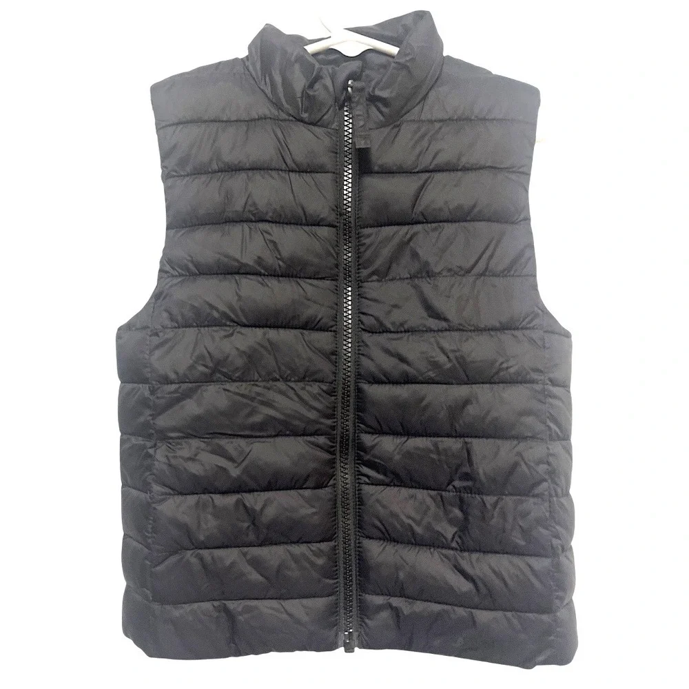 Lands End Kids Black Puffer Vest Insulated‎ Zip Up Gilet Size XS 4-5